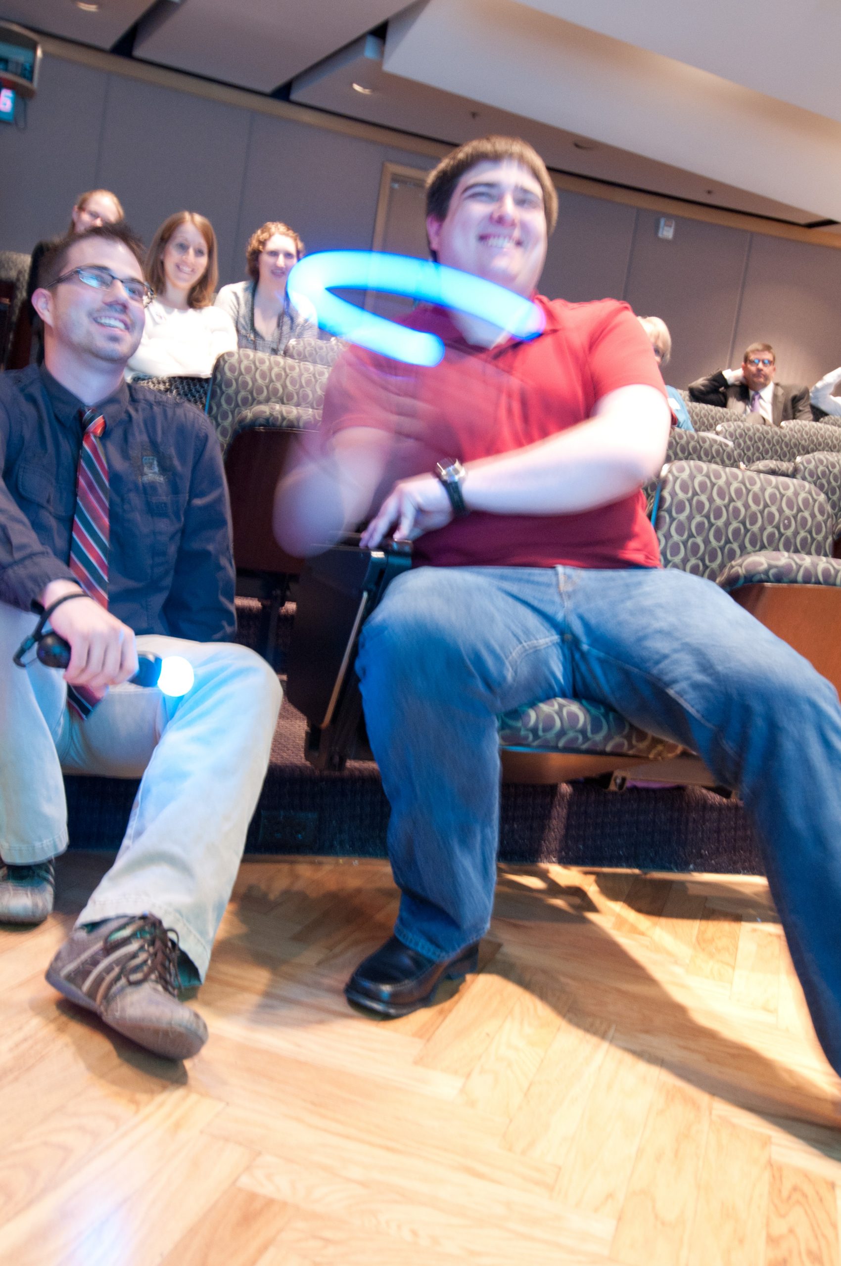 Developers of the PE Interactive Game demonstrate the motion-control technology utilized in a game created at the University of Utah for cancer patients.
